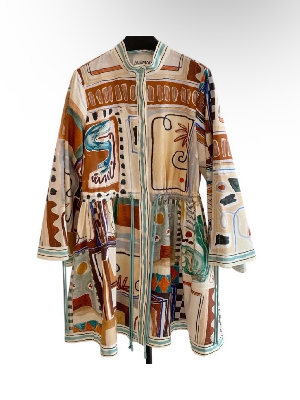 Alemais Michelle Multicolor Abstract Print Midi Dress - Teal, Rust, Cream — image 4 of 6